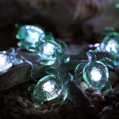 Vista 4 de WSgift Guirnalda de luces decorativas de tortuga marina, 18.7 pies, 40 luces LED USB enchufables con cable de cobre plateado, luces de hadas