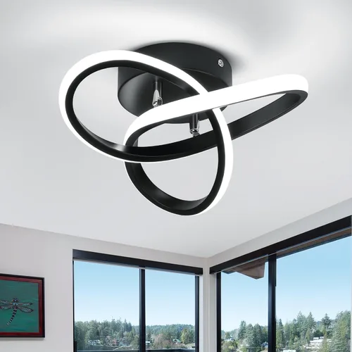 Vista 10 de CANEOE Moderna lámpara LED de techo, luz diurna blanca de 4500 K, lámpara de techo semiempotrada para dormitorio, baño, cocina, balcón, lavandería