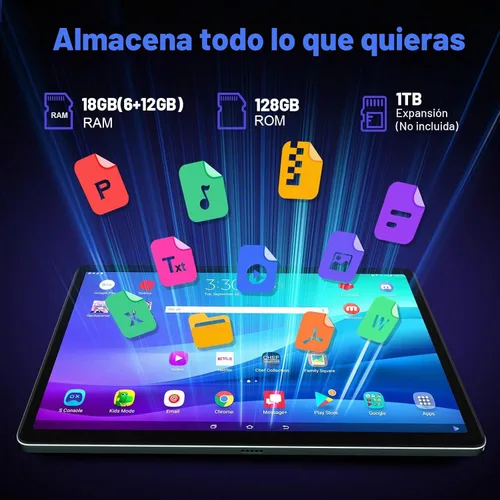 Vista 6 de Tablet Android 14 de 11 pulgadas, 18 GB de RAM 128 GB ROM 1 TB Expand, CPU Octa-Core 2.0GHz, WiFi 5G, pantalla 2K, cámara de 13MP+5MP+5MP, batería