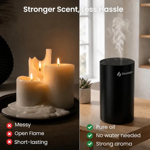 Vista 2 de GentleJet LiteMist Difusor de aroma recargable sin agua para dormitorio, oficina y automóvil, niebla de aceite esencial de aire frío, cuerpo