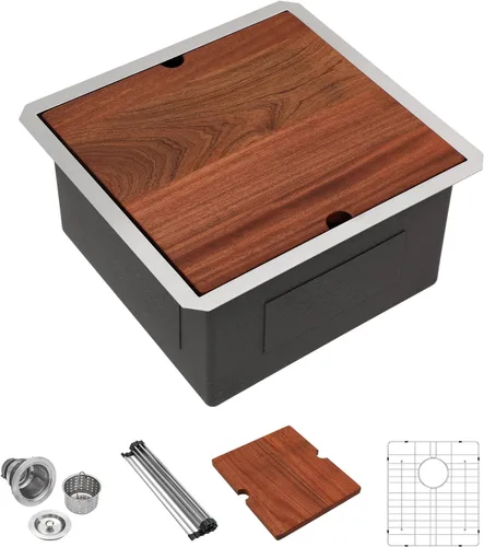 Vista 36 de Lordear - Fregadero de barra de 12 pulgadas bajo montaje, estación de trabajo, calibre 16, T304, 12 x 15, acero inoxidable, fregadero de cocina