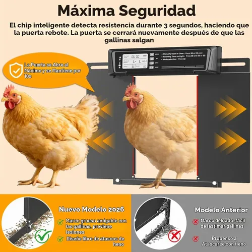 Vista 5 de Puerta automática tamaño grande del gallinero accionada solar - sensor
