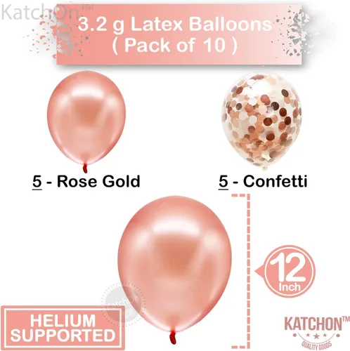 Vista 3 de KatchOn, Globo gigante de oro rosa del número 10 – 40 pulgadas Globo de oro rosa 10 con globos de confeti Decoraciones de 10 cumpleaños de oro