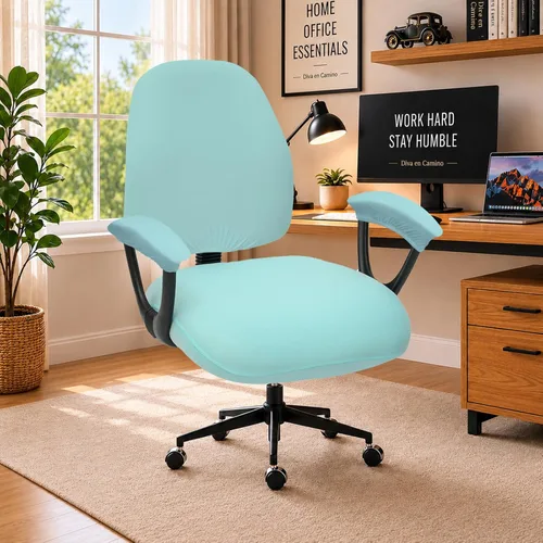Vista 43 de Fundas elásticas resistentes al agua para sillas de computadora - Protectores lavables para respaldo giratorio y asiento para mascotas - Negro