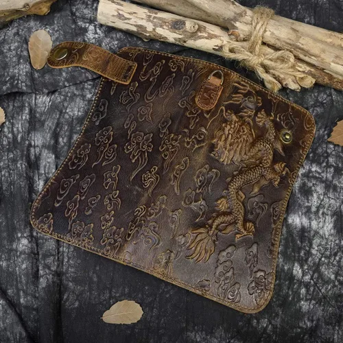 Vista 7 de LUUFAN Cartera larga de cuero genuino para hombre tarjetero con bolsillo para monedas