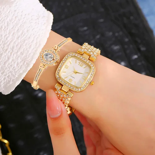 Vista 3 de ADSBIAOYE Reloj cuadrado de diamante vintage de lujo de moda reloj digital de cuarzo para mujer