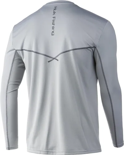 Vista 2 de HUK Camisa de manga larga Icon X para hombre Camiseta de pesca con protección solar gris (Overcast Grey)