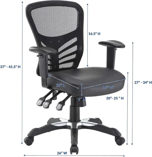 Vista 3 de Modway silla de oficina articulada, color verde, Vinilo, Vinilo negro