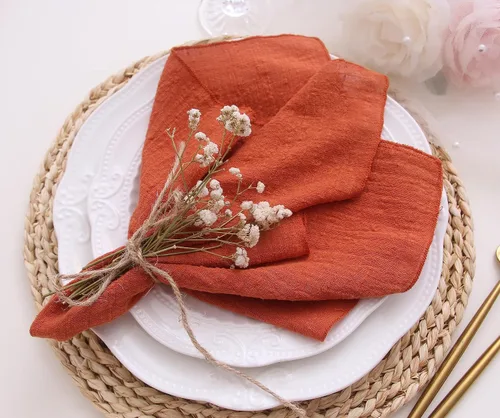 Vista 11 de Servilletas de tela para cena 10 unidades, servilletas de gasa 100% algodón natural suave, servilletas lavables ideales para bodas, decorativas