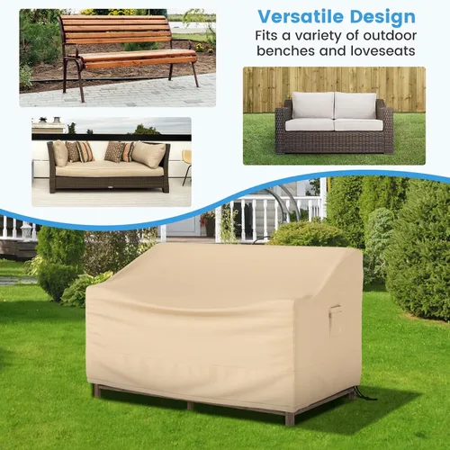 Vista 4 de GOFLAME Funda para sofá de patio de 2 plazas, funda resistente para sofá de exteriores, con rejillas de ventilación, asa y hebilla, resistente al