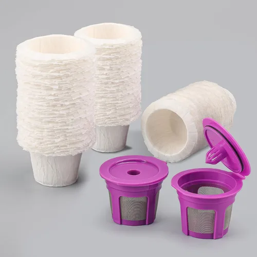 Vista 10 de Haetyly 100 unidades de filtros de papel natural compatibles con Keurig Single Serve 1.0 y 2.0, se ajustan a todas las marcas de cápsulas de café K