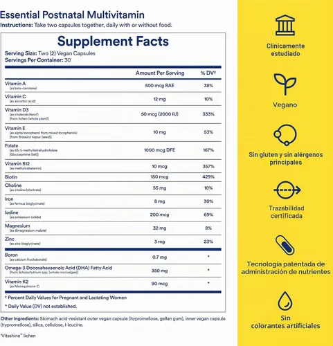 Vista 3 de Ritual Multivitamínico posnatal para mujeres - 60 cápsulas - 30 porciones