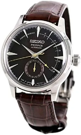 Vista 2 de SEIKO PRESAGE Power ReserveBlack Cat Martini Reloj de cuero con esfera marrón SSA393J1 Azul