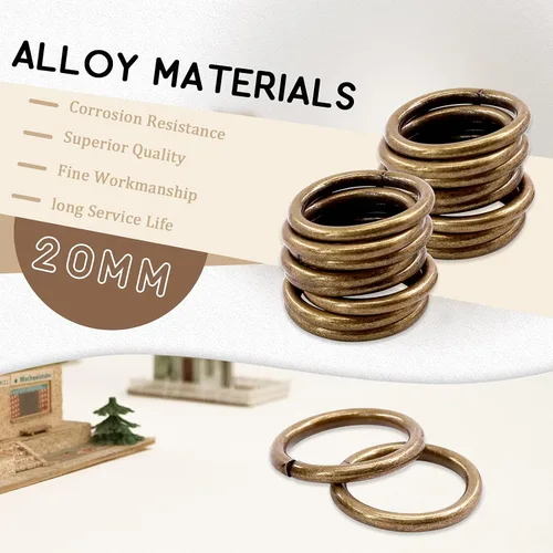 Vista 4 de Kit de 60 anillos de metal para cinturones, pasadores o anillos para macramé, cinturón de campamento, correas de perro, accesorios de sable de luz