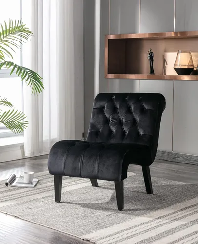 Vista 14 de Sillón decorativo de terciopelo para sala de estar, silla de ocio moderna con respaldo copetudo, silla auxiliar sin brazos para interiores, sillas