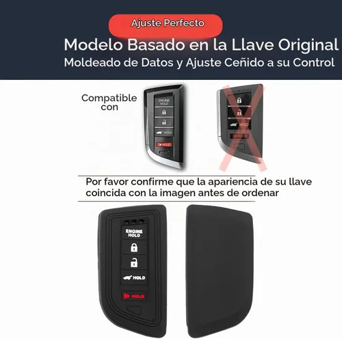 Vista 2 de 2 piezas Compatible con Acura Integra MDX RDX TLX con llavero de motor Funda para llavero inteligente de 5 botones con cadena de llaves Protector