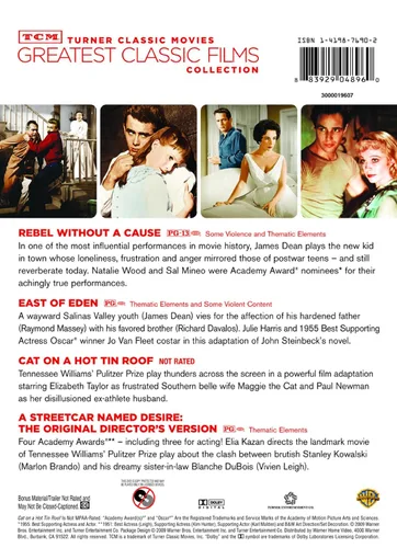 Vista 2 de TCM Greatest Classic Films Collection Romantic Dramas (East of Eden Cat on a Hot Tin Roof A Streetcar Named Desire Rebel Without a Cause)