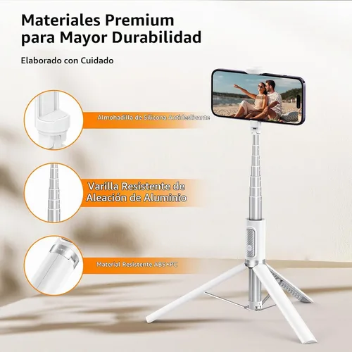 Vista 7 de ATUMTEK Trípode selfie stick de 62 pulgadas, trípode extensible de aluminio con control remoto Bluetooth recargable, compatible con teléfonos