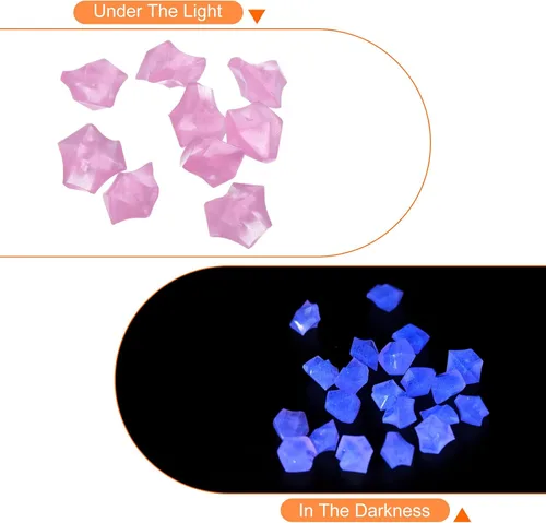 Vista 4 de MECCANIXITY 800 piedras brillantes de 8 a 0.394 in brillantes para decoración en la oscuridad, piedras luminosas, decoración de bricolaje rosa