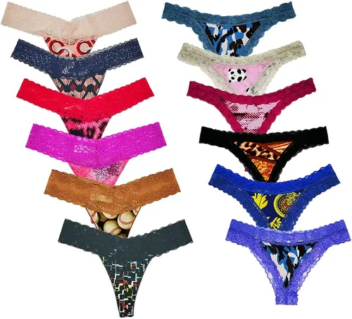 Vista 2 de Morvia Paquete de bragas para mujer sexy variedad de ropa interior a granel tangas tangas de encaje surtidos