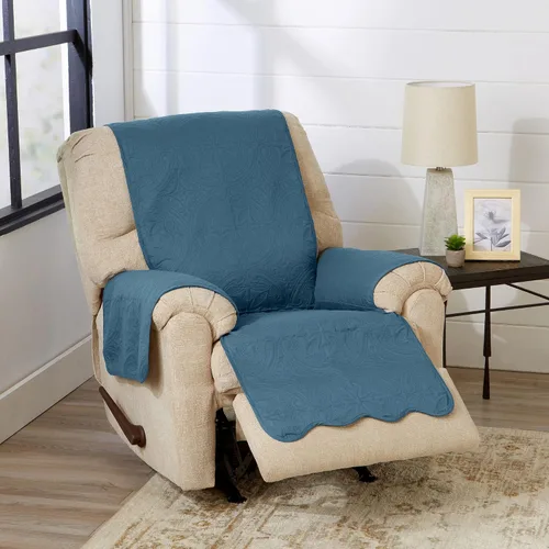 Vista 27 de Great Bay Home Funda reversible de retazos reclinable, lavable, protector de muebles con correas elásticas, perfecta para niños y mascotas, detalle