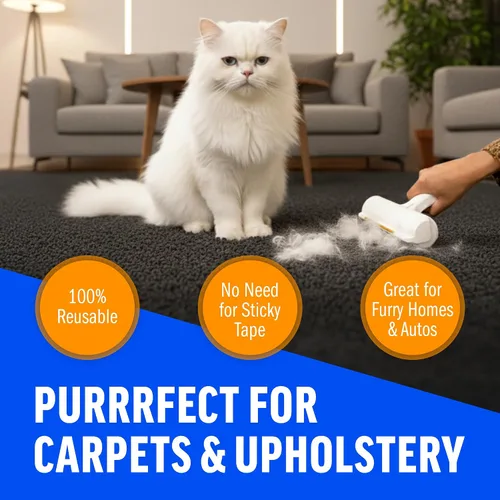 Vista 5 de ChomChom Roller & Rake - Rodillo reutilizable para depilación de mascotas con accesorio de rastrillo para piel de gato y perro en muebles, sofá