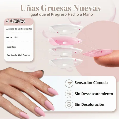 Vista 7 de 48 piezas de uñas postizas a presión color burdeos, uñas falsas en forma de almendra, pegamento para uñas, uñas de longitud media