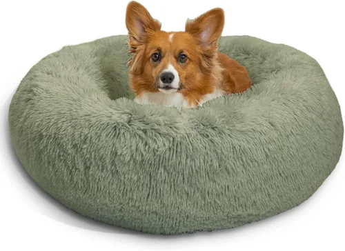 Vista 89 de Best Friends by Sheri - The Original Calming Donut - Cama calmante en forma de dona para perros y gatos - Pelo largo, azul bebé, M, 30 x 30 pulgadas
