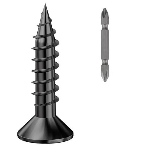 Vista 33 de Wensilon # 4X1 (460PCS) Tornillo de madera negro de cabeza plana 3X25, cabeza plana autorroscante de metal rápido