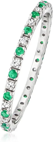 Vista 3 de Ross-Simons Anillo de eternidad con piedras preciosas y diamantes en oro blanco de 14 quilates, Talla 7, Gema, multi