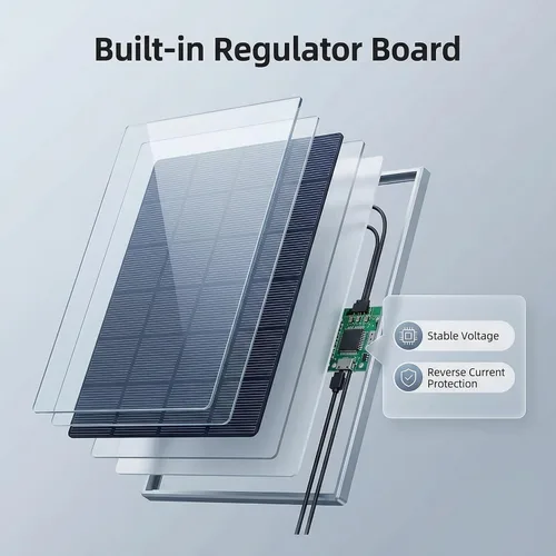 Vista 2 de Panel solar para comedero de pájaros, fuente de alimentación continua de 3W con enchufe tipo C para cámara de comedero de pájaros