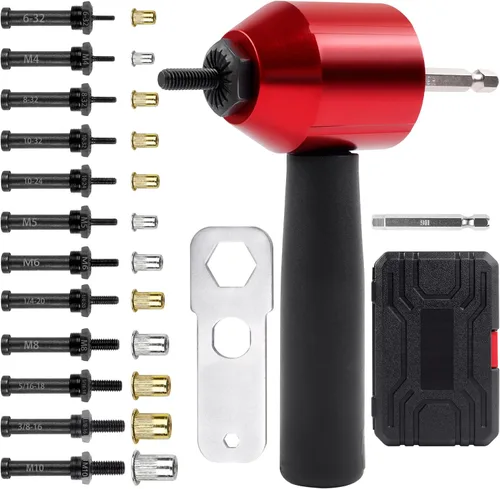 Vista 9 de YUZES Herramienta de Tuerca de Remache Kit de Tuercas de Remache, Adaptador de Pistola de Tuerca de Remache Compatible con Taladro Inalámbrico