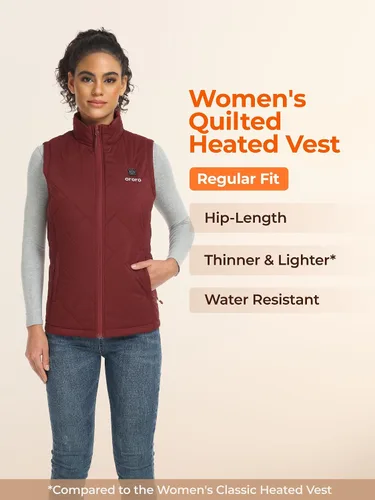 Vista 10 de ORORO - Chaleco térmico ligero, chaleco calefactable, con batería, para mujer