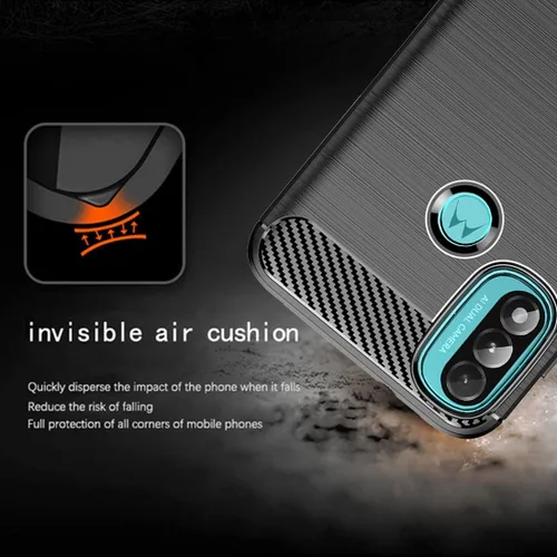 Vista 5 de Osophter Funda para Moto E20 con 2 unids Protector de pantalla de absorción de golpes Flexible TPU Caucho Protector de teléfono celular