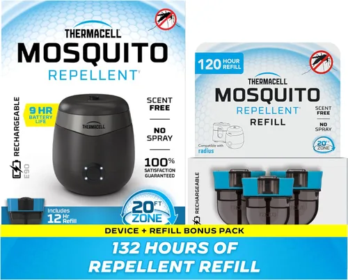 Vista 11 de Thermacell E55 E-Series - Repelente recargable contra mosquitos, paquete de 2 + paquete de recarga de 120 horas, zona de protección contra mosquitos