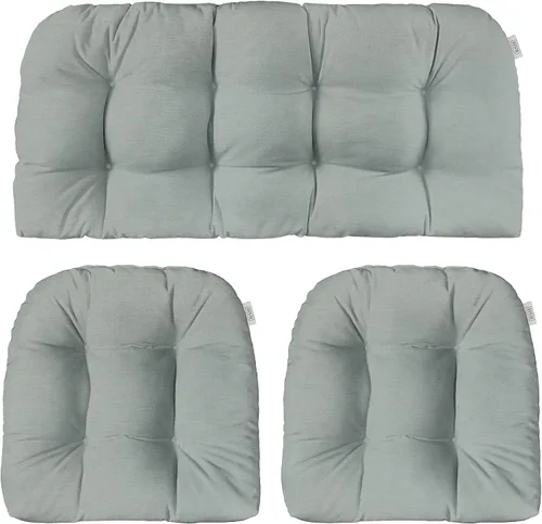 Vista 49 de RSH DECOR: Sunbrella - Juego de 3 cojines de mimbre copetudos 41 x 19 pulgadas y 19 x 19 pulgadas Fabricado con tela de rendimiento Sunbrella