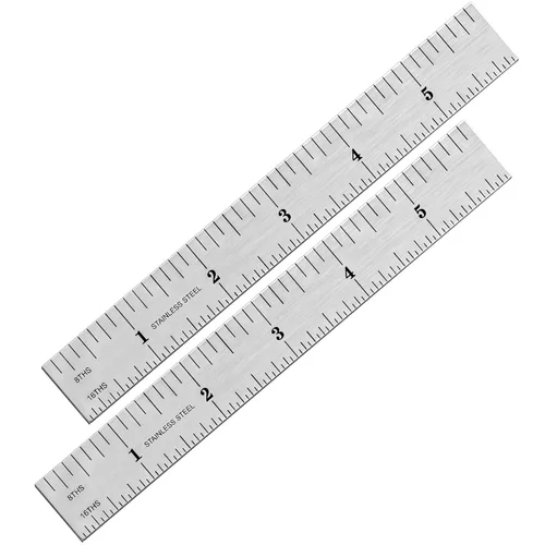 Vista 12 de EBOOT 2 Pcs Stainless Steel Ruler Machinist Engineer Ruler with Markings 1/8, 1/16, 1/32, 1/64 Inch for Engineering, School, Office, Architect, and