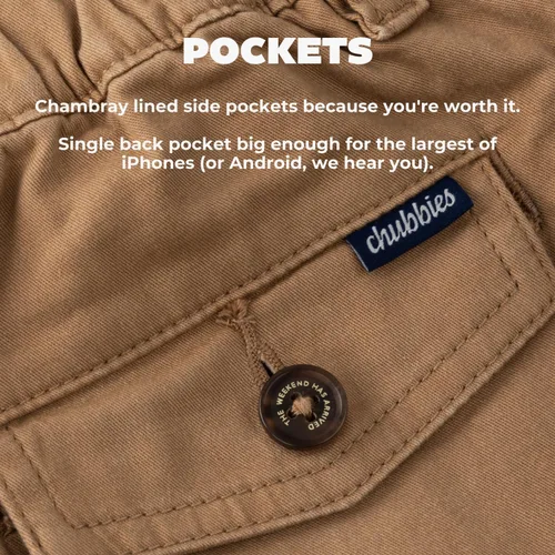 Vista 5 de Chubbies Pantalones cortos chinos para hombre de 5.5 pulgadas, pantalones cortos casuales con cintura elástica, bolsillos laterales y traseros
