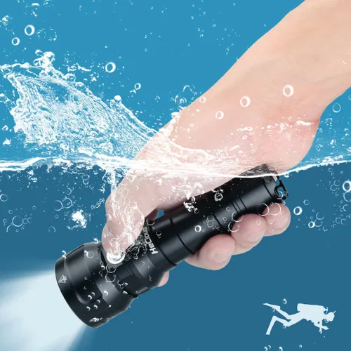 Vista 8 de Linterna de buceo de 873 pies de profundidad, linterna submarina para seguridad de buceo, luz de buceo, recargable IPX8 impermeable, 3 modos