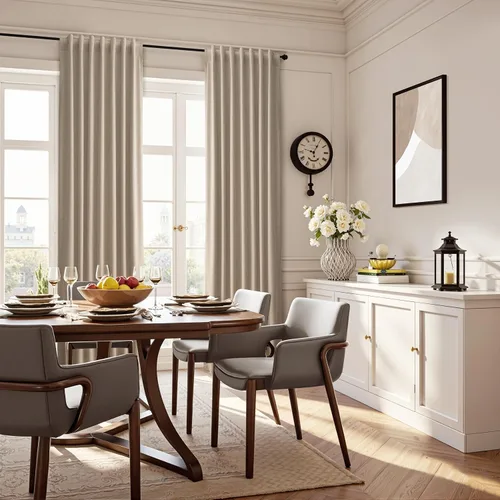 Vista 105 de Guken Cortinas opacas de lino, 2 paneles rústicos, elegantes, 100% opacas, con aislamiento térmico, banda de ganchos y trabilla trasera, 52 x 84