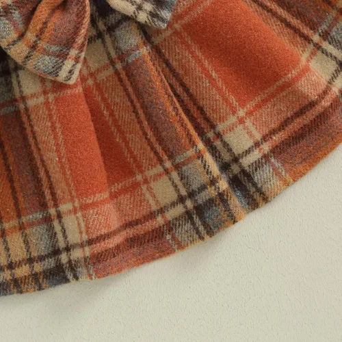 Vista 6 de Sasaerucure Trajes de otoño e invierno para bebé niña, mameluco de manga larga con falda a cuadros, 2 piezas, trajes de Navidad