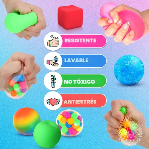 Vista 5 de Pelotas de Estrés y Juguetes Sensoriales Fidget: Juego de 12 Bolas Esponjosas de Estrés para Niños de 3 a 12 años - Bola Sensorial de Terapia