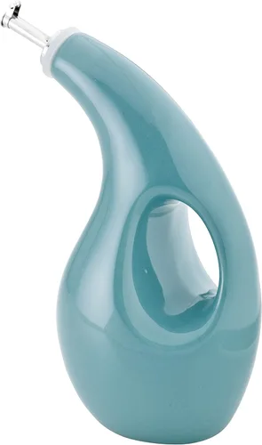 Vista 7 de Rachael Ray 48467 Botella dispensadora de aceite y vinagre de cerámica EVOO con boquilla, 24 onzas - Azul agave