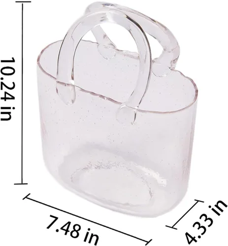 Vista 2 de Purse Vase for Flowers, Multifunctional Flower Vase Shopping Bag Vase Glass Pocketbook Vase, for Floral Arrangement Centerpiece Home