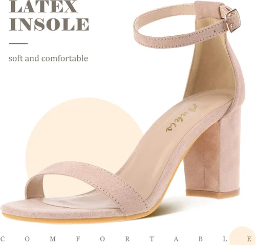 Vista 7 de Ankis Tacones de plataforma cerrados para mujer, tacones negros para mujer, punta redonda cerrada, zapatos de tacón grueso, 4 pulgadas
