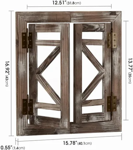 Vista 7 de J JACKCUBE DEISGN MK587A - Marco de ventana de madera rústica con puertas abiertas, decoración artística de pared para colgar, decoración de pared