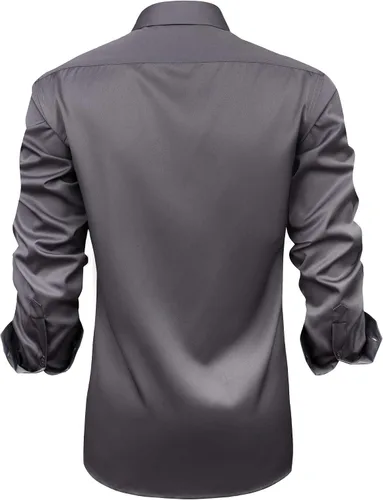 Vista 4 de J.Ver - Camisa de vestir para hombre, informal, manga larga, no se arruga, ajuste regular, elástica, con botones