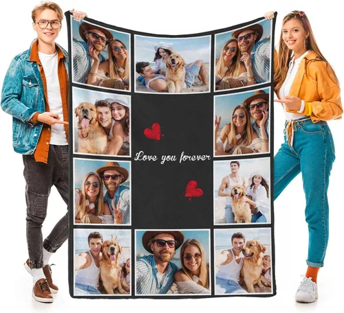 Vista 11 de D-Story Mantas personalizadas con fotos, regalos personalizados para parejas, regalos de aniversario y cumpleaños para esposa, marido, novia, novio