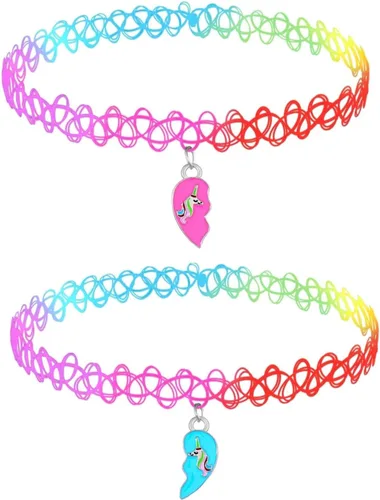 Vista 18 de BodyJ4You Gargantilla de 2 piezas para mujer - Yin Yang mariposa unicornio Negro clásico