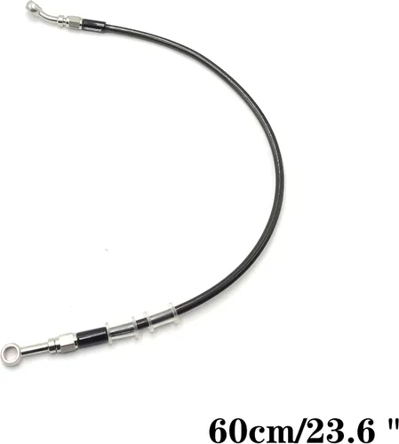 Vista 2 de AN3 M10 Manguera de freno de motocicleta de acero inoxidable trenzado negro Tubo de aceite de línea de freno de motocicleta con ajuste de acero